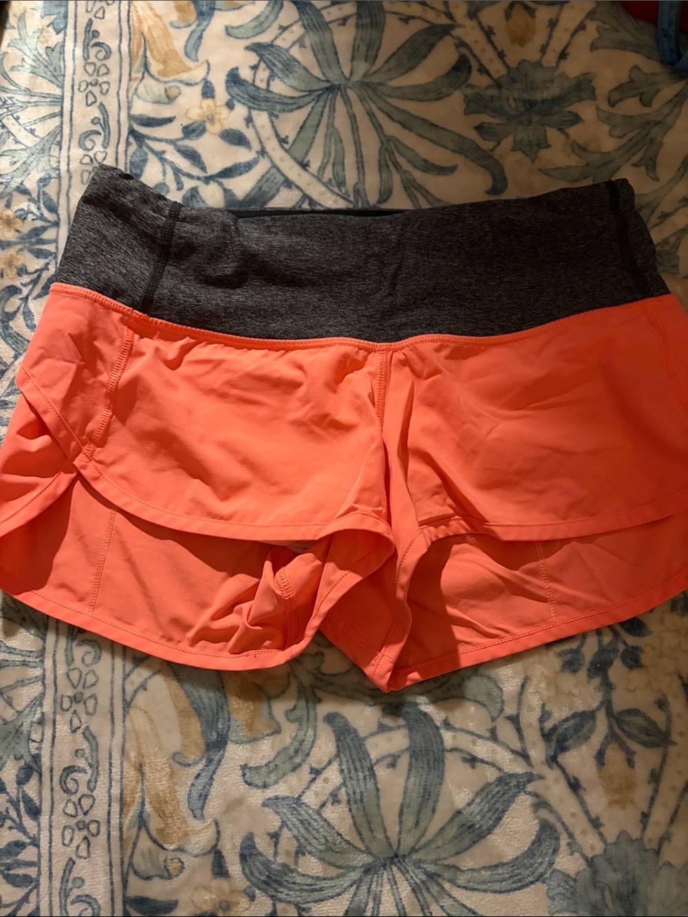 Lululemon Coral Athletic Shorts with Charcoal Waistband